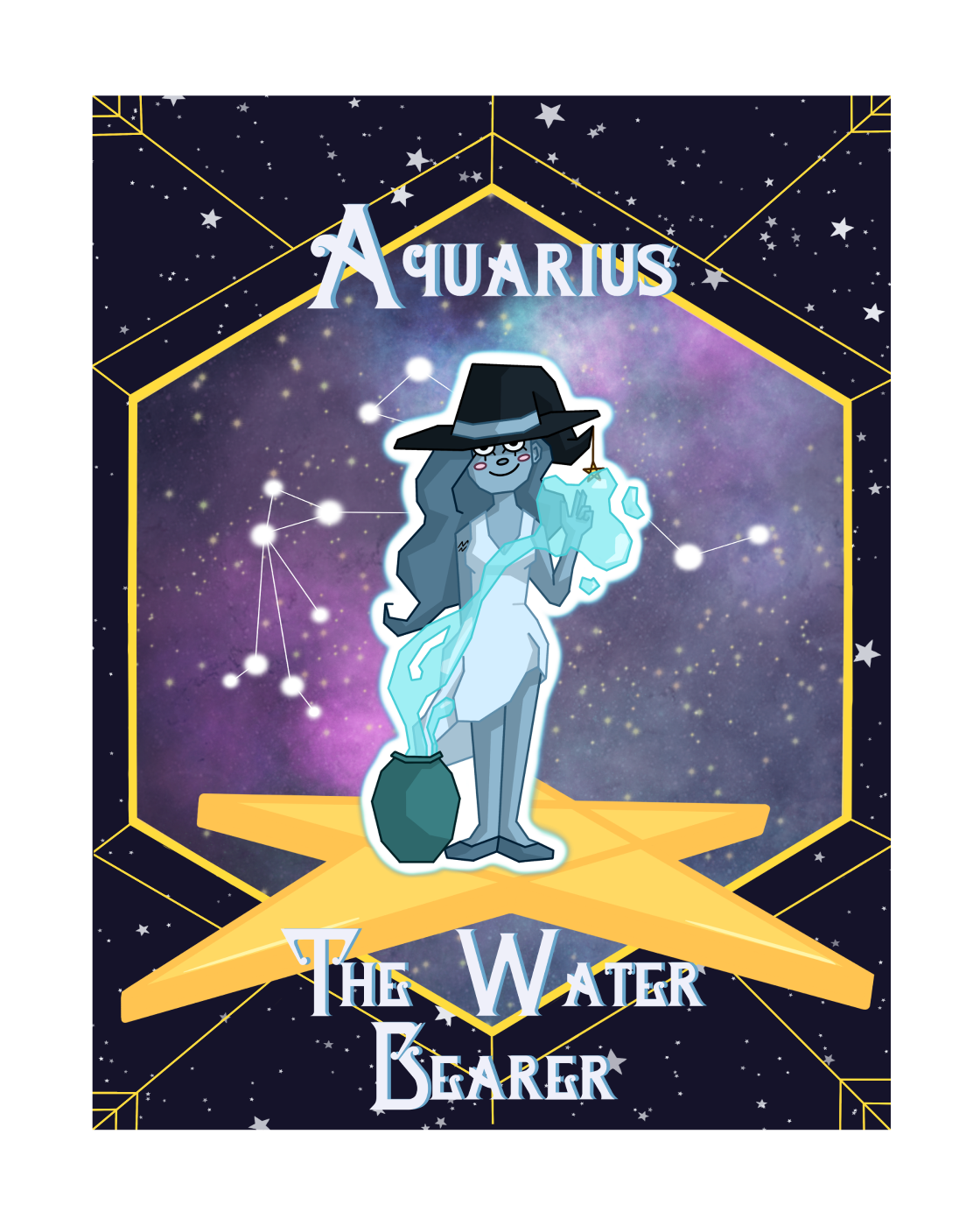'Aquarius' Zodiac Witch Print