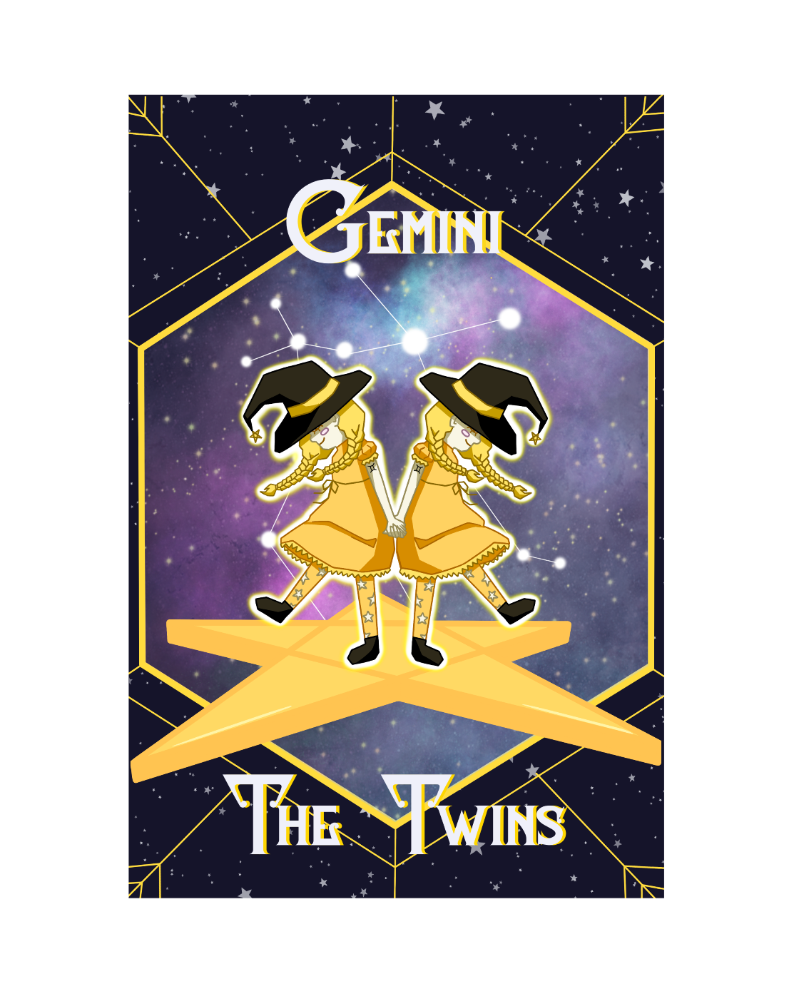 'Gemini' Zodiac Witch Vinyl Sticker