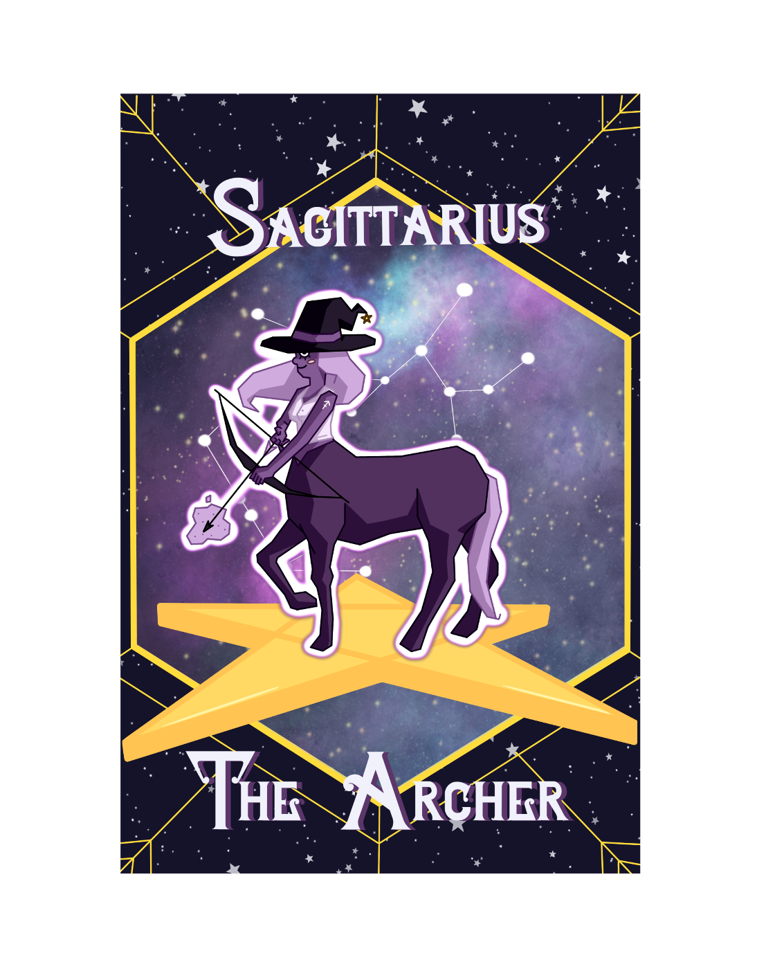 'Sagittarius' Zodiac Witch Vinyl Sticker