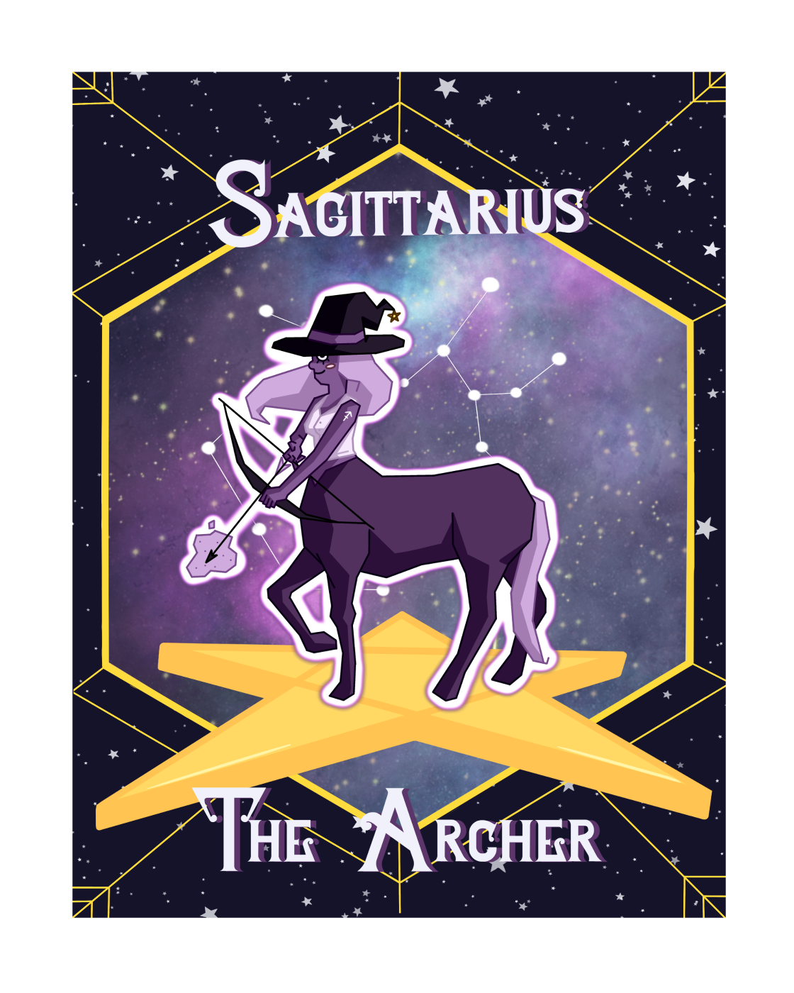 'Sagittarius' Zodiac Witch Print