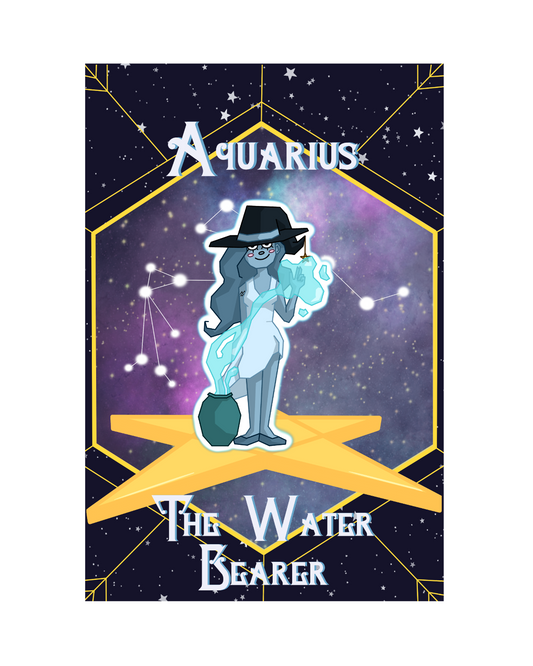 'Aquarius' Zodiac Witch Vinyl Sticker