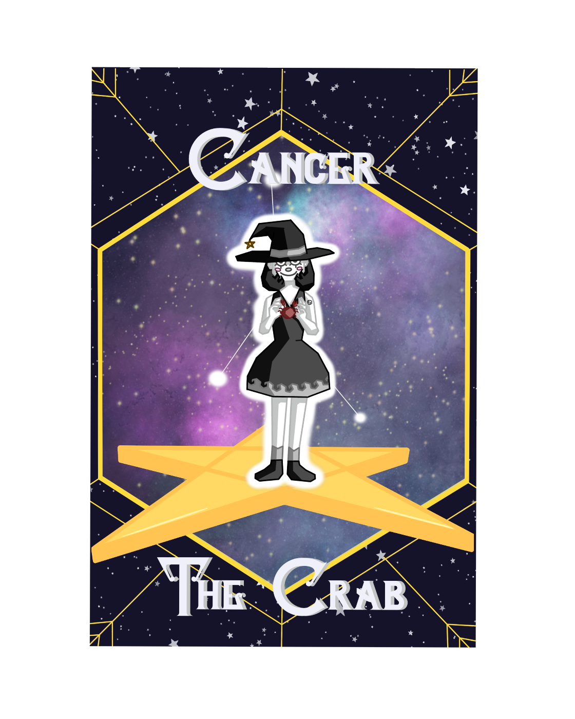 'Cancer' Zodiac Witch Vinyl Sticker