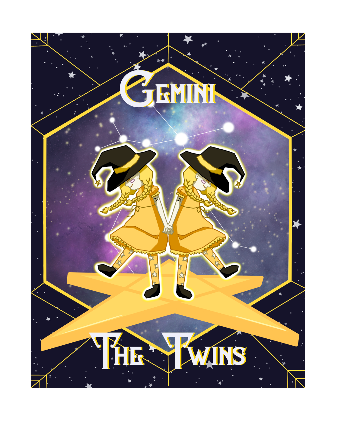 'Gemini' Zodiac Witch Print