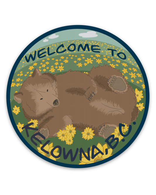 'Welcome to Kelowna' Bear Pinback Button