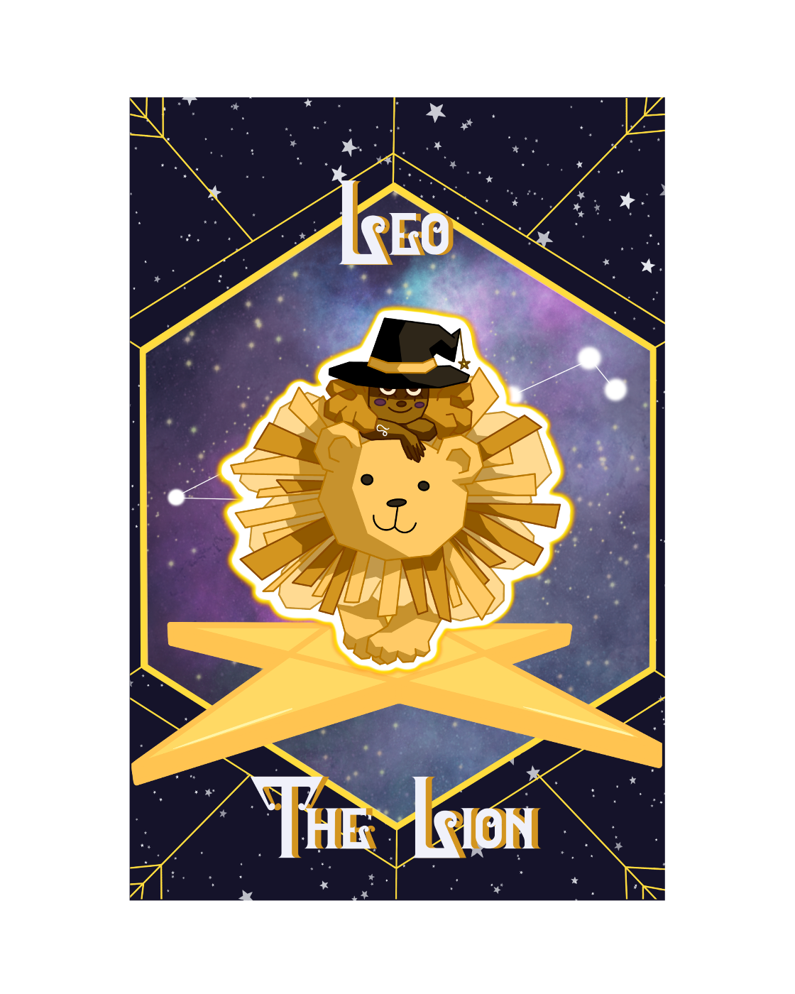 'Leo' Zodiac Witch Vinyl Sticker