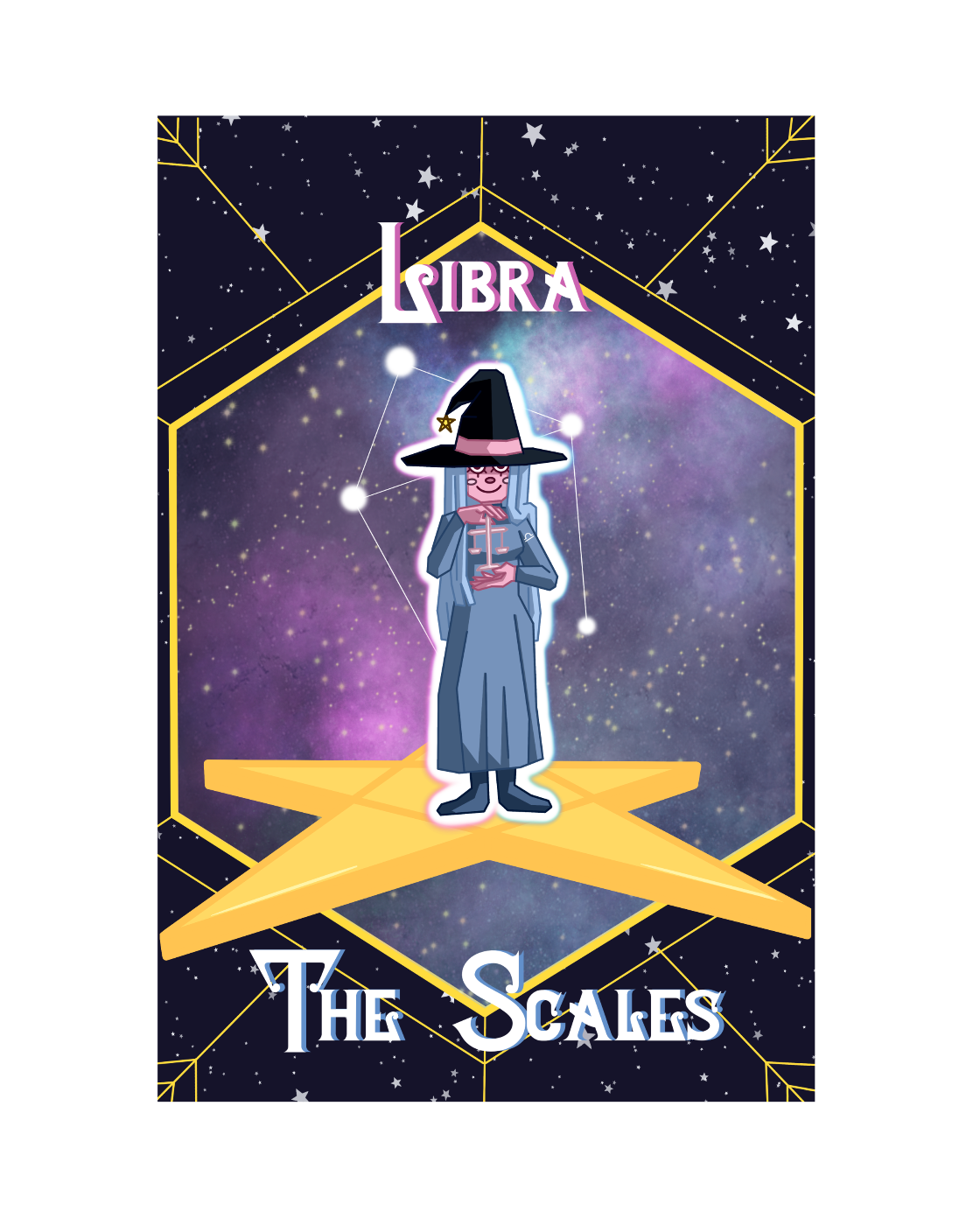 'Libra' Zodiac Witch Vinyl Sticker