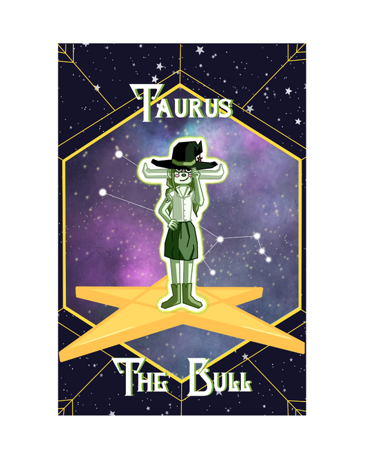 'Taurus' Zodiac Witch Vinyl Sticker