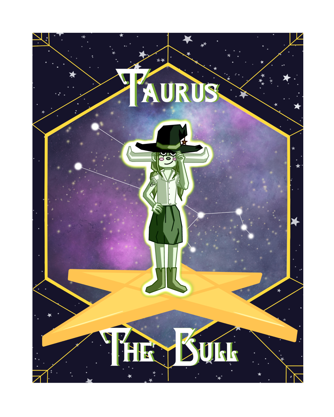 'Taurus' Zodiac Witch Print